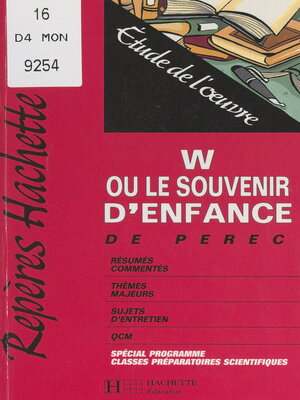 cover image of W ou Le souvenir d'enfance, de Perec